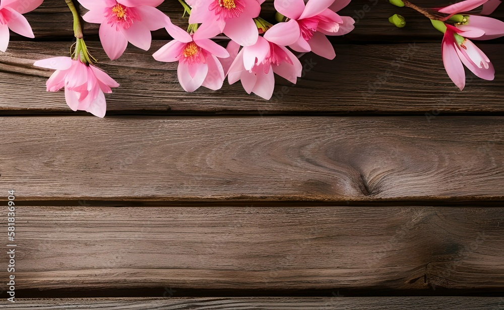 blossom flowers on wooden background, Generative AI blossom flowers on wooden background, Generative AI
