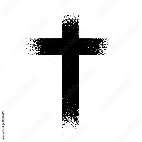 Textured Cross Silhouette. Hand Drawn Element Design