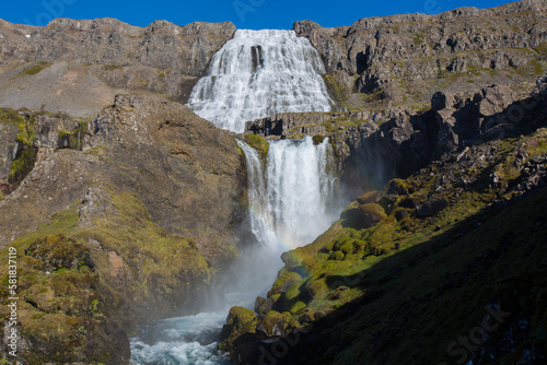 Dynjandi waterfall with rainbow  in Iceland, Western fjords, unbelievable waterfall, love travel  © Dominik