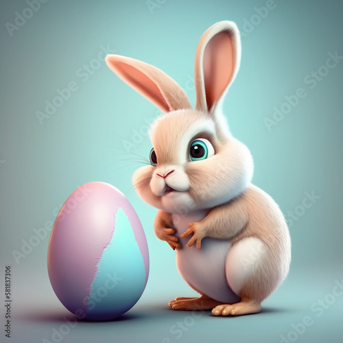 Obraz na płótnie cute easter bunny and egg