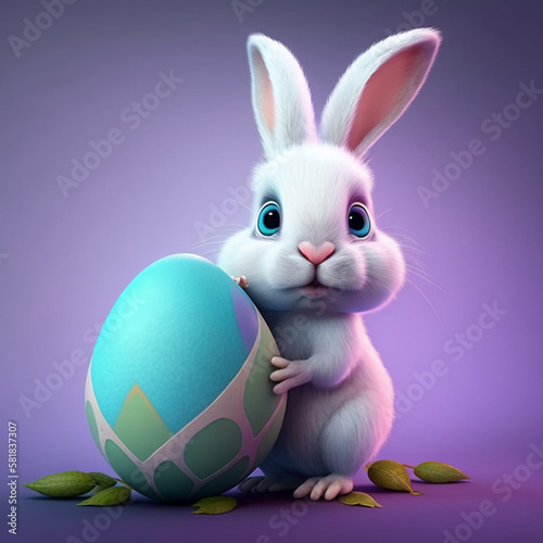 Plakat cute easter bunny and egg