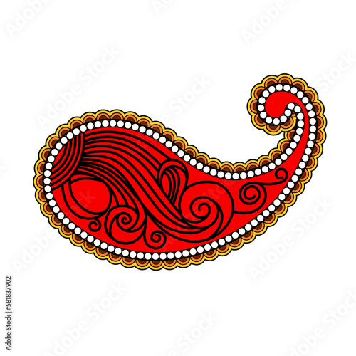 Buta almond or twisted oriental motif for paisley ornament isolated vector illustration