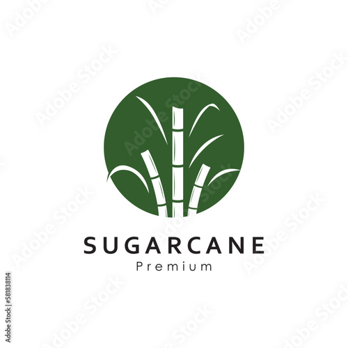 Natural Sweet Sugar Cane Plant Logo Template.