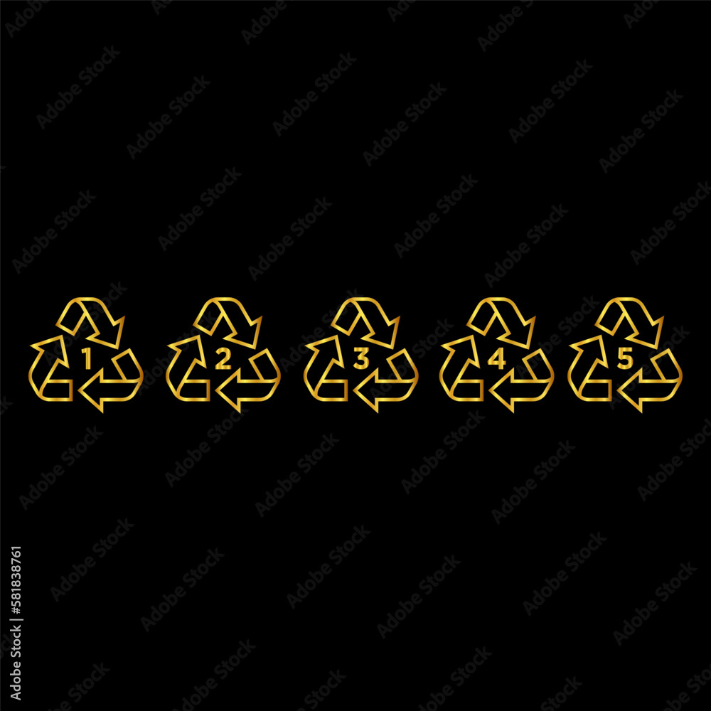 recycle symbol in gold color
