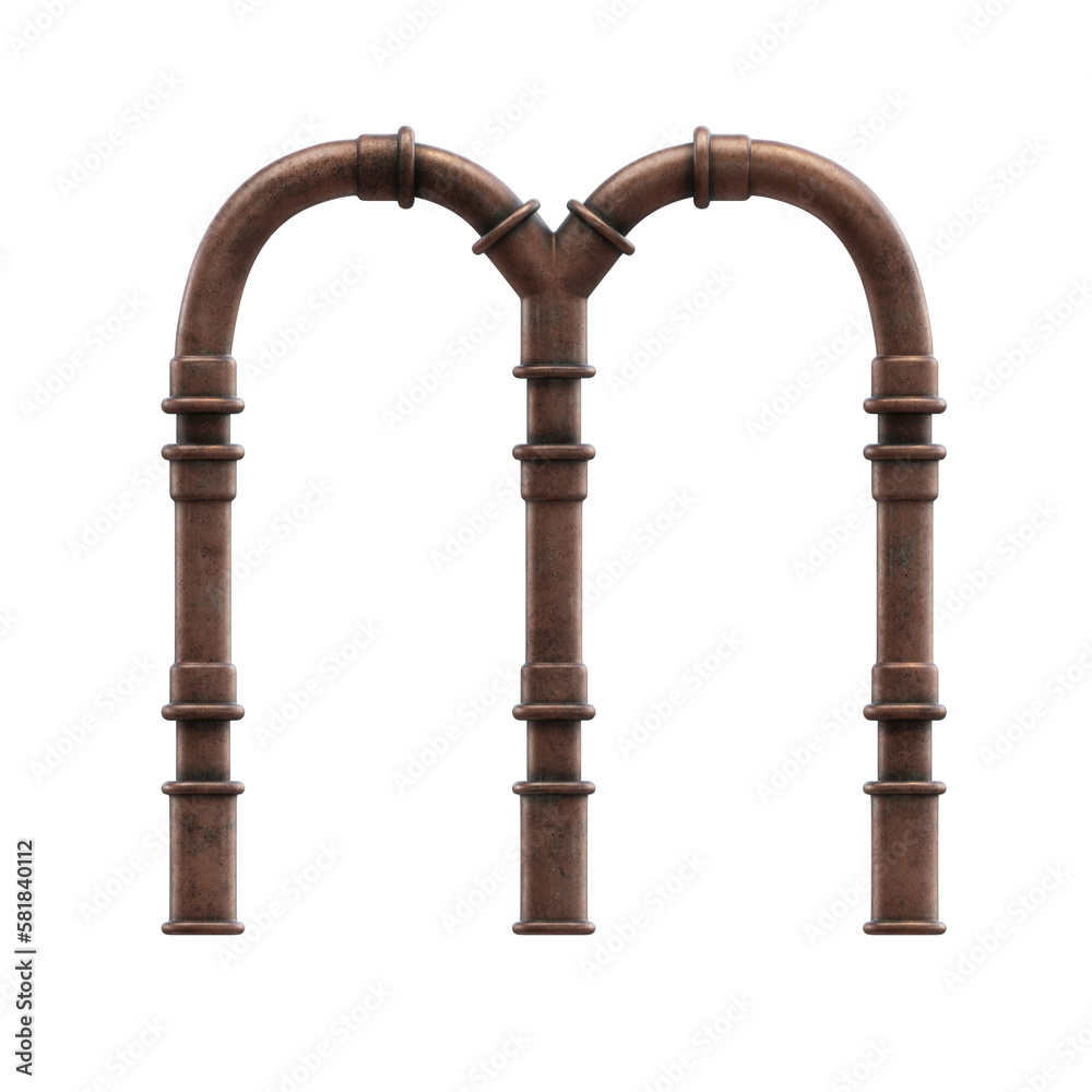Copper Pipes 3D Alphabet or Lettering - View 1 Copper Pipes 3D Alphabet or Lettering - View 1