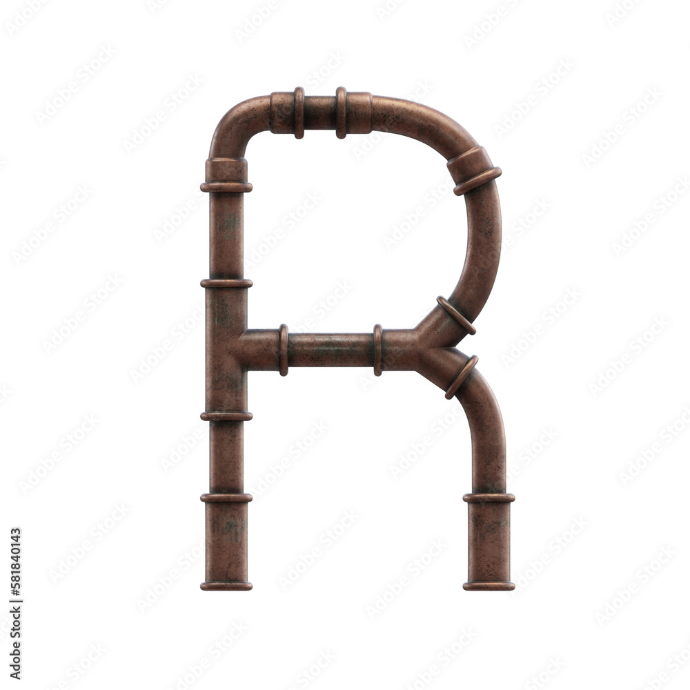Copper Pipes 3D Alphabet or Lettering - View 1 Copper Pipes 3D Alphabet or Lettering - View 1