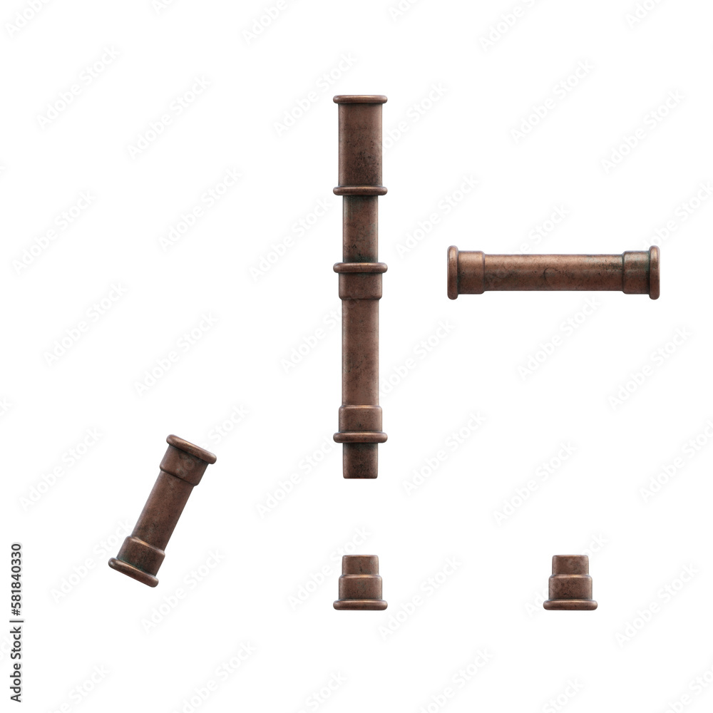 Copper Pipes 3D Alphabet or Lettering - View 1