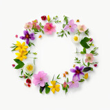 wreath of flowers white background isolated