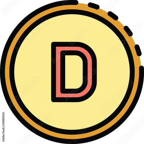 Circle vitamin d icon. Outline Circle vitamin d vector icon for web design isolated on white background color flat