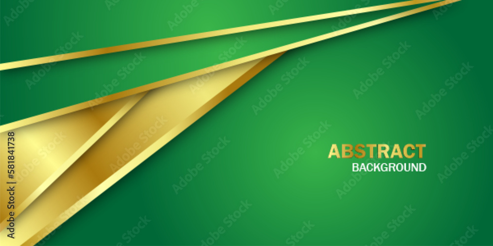 Green Background Design with Golden Shapes