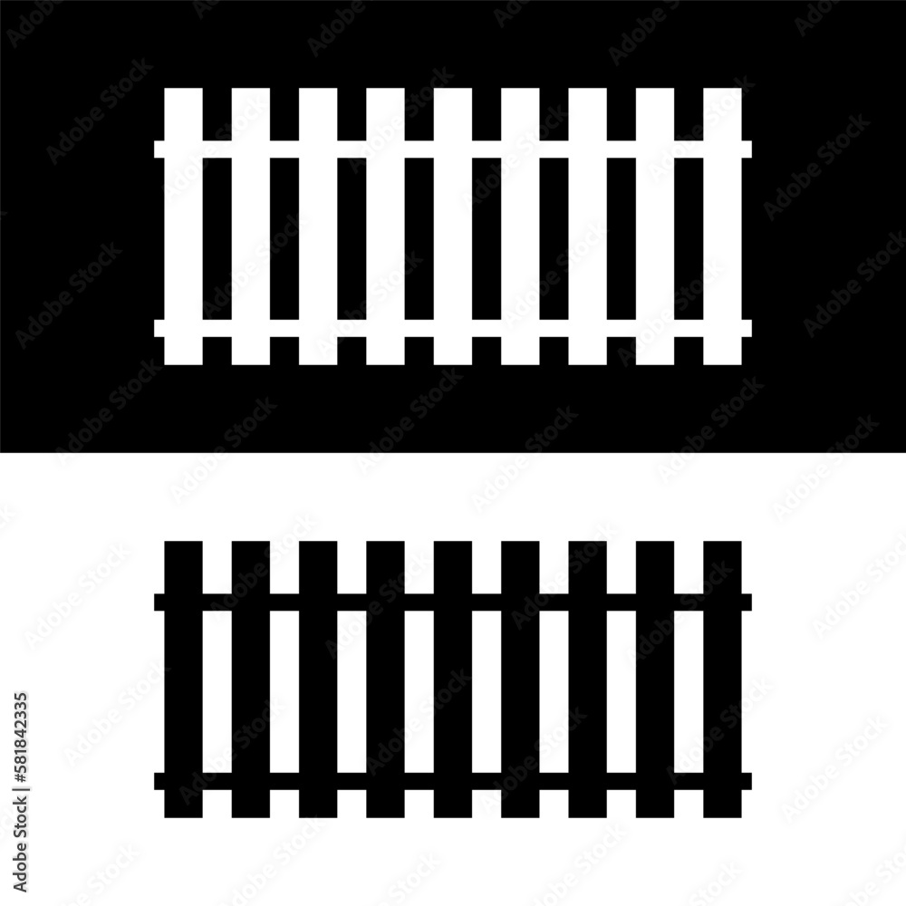 black and white fence icon in trendy flat design black and white fence icon in trendy flat design