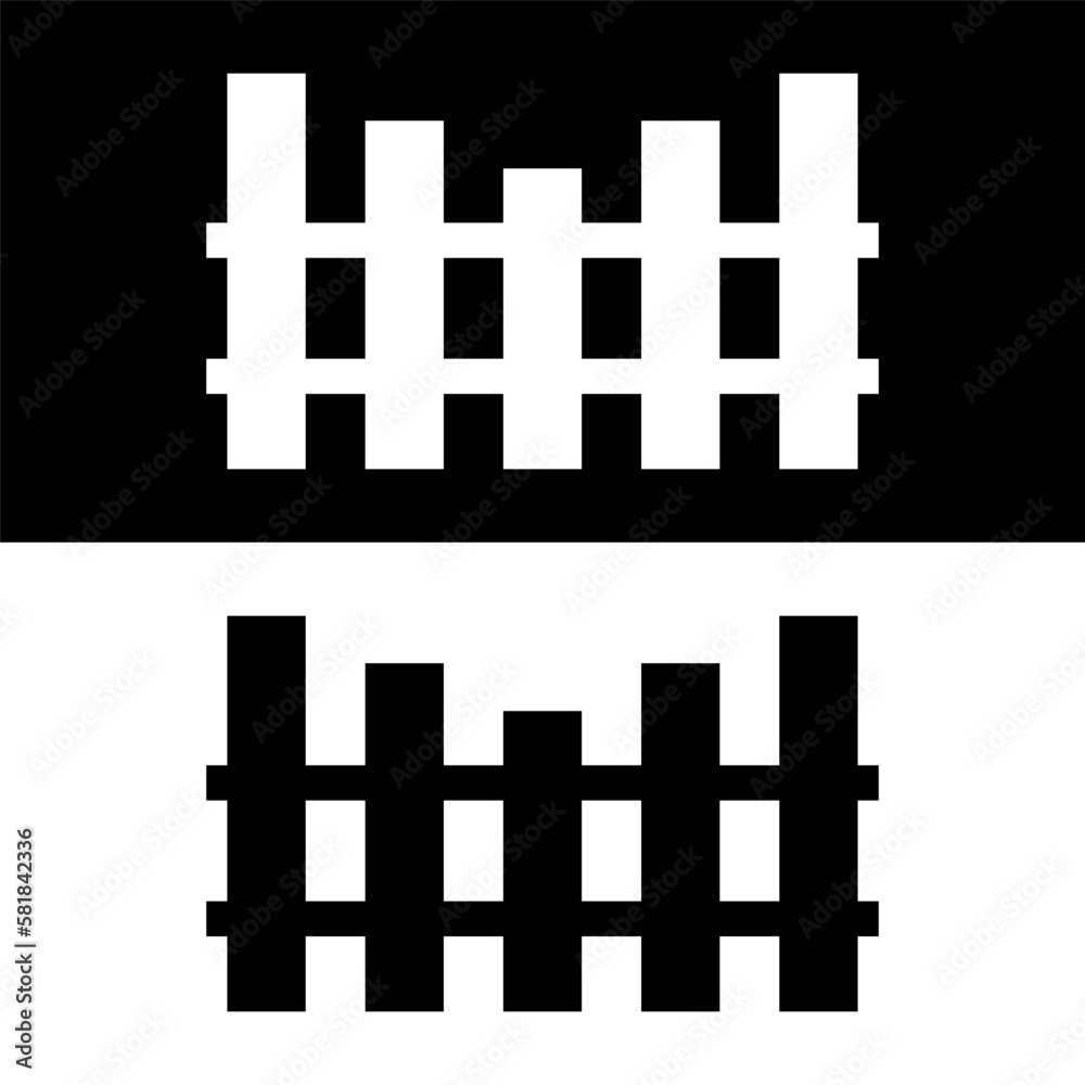black and white fence icon in trendy flat design black and white fence icon in trendy flat design
