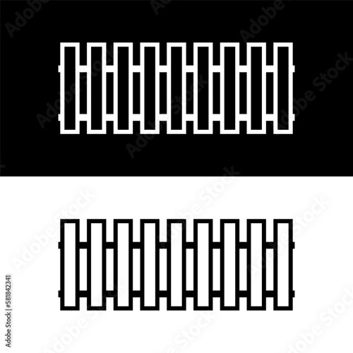 black and white fence icon in trendy flat design