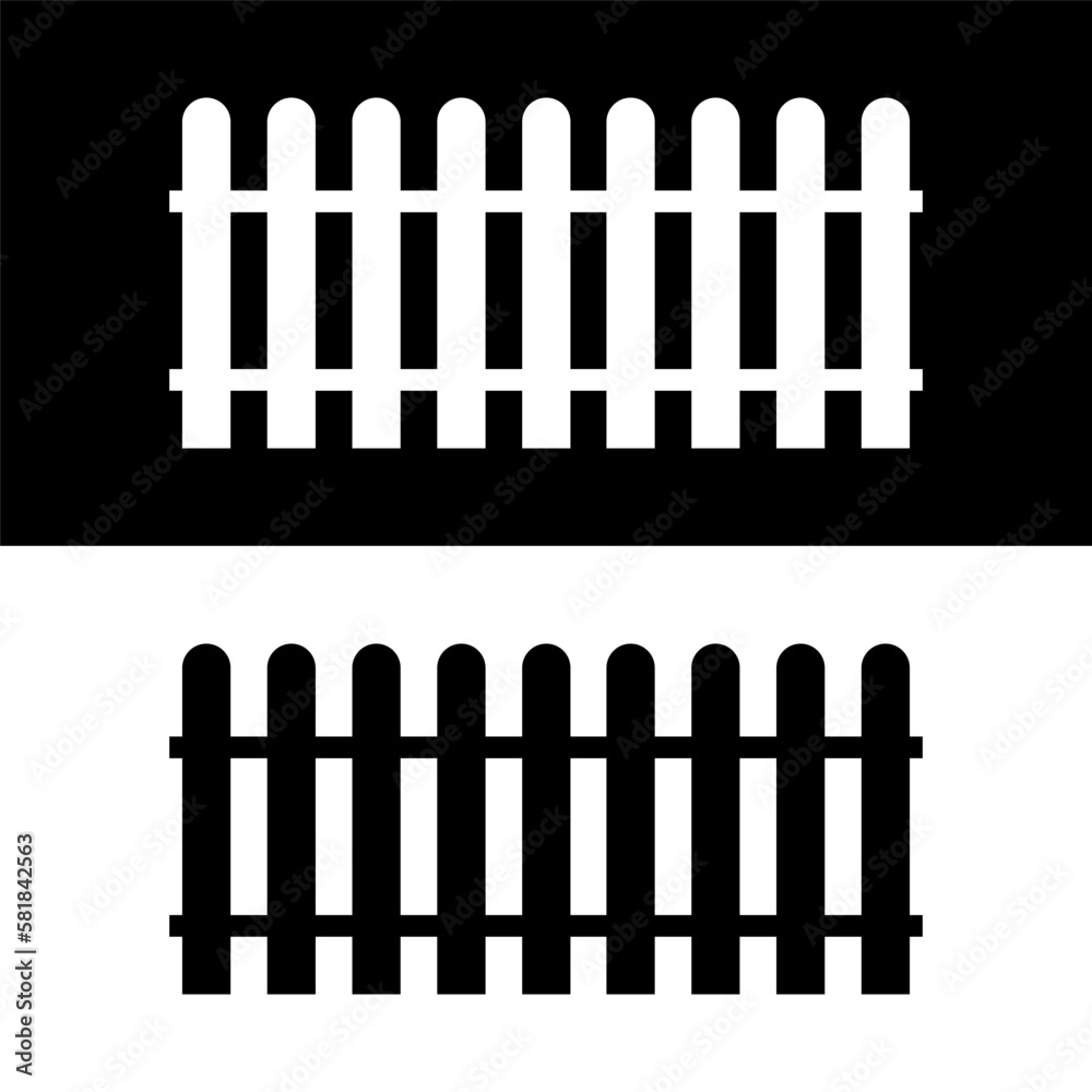 black and white fence icon in trendy flat design black and white fence icon in trendy flat design