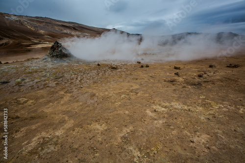 Hverir geothermal area in Iceland full of sulfur, Myvatn lake,best places in Iceland