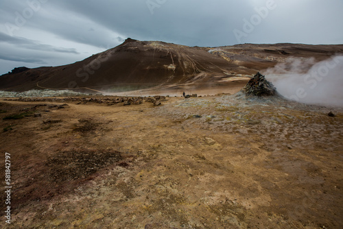 Hverir geothermal area in Iceland full of sulfur, Myvatn lake,best places in Iceland
