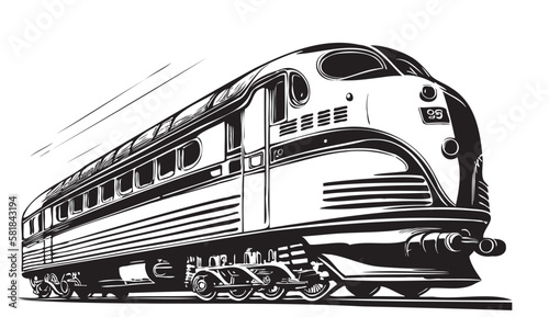 Train vintage sketch hand drawn in doodle style Vector illustration Transport