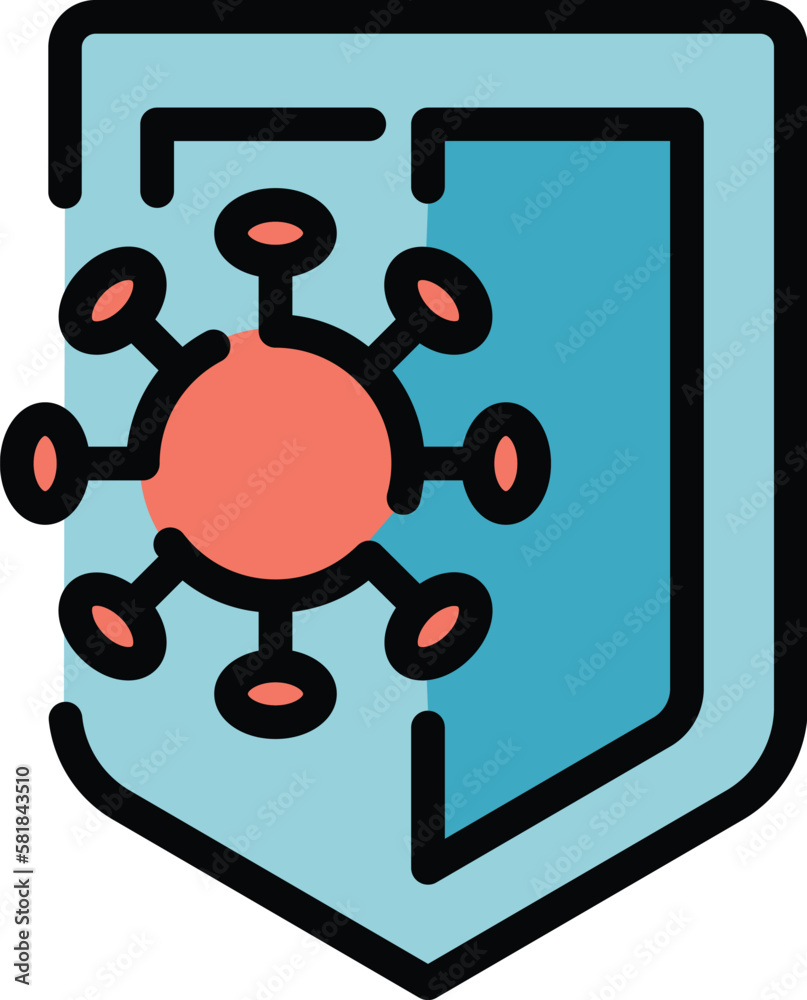 Shield immune icon. Outline shield immune vector icon for web design isolated on white background color flat Shield immune icon. Outline shield immune vector icon for web design isolated on white background color flat