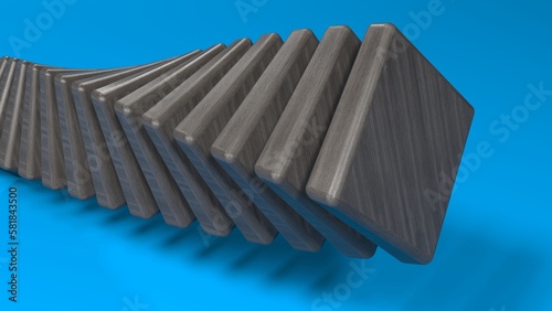 Dark grey square plate twisted pattern design. dark wood texture. object  isolated on blue background. 3d render