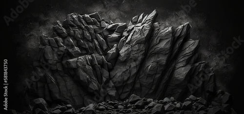 Dark Texture of Black Rock Background, Generative AI