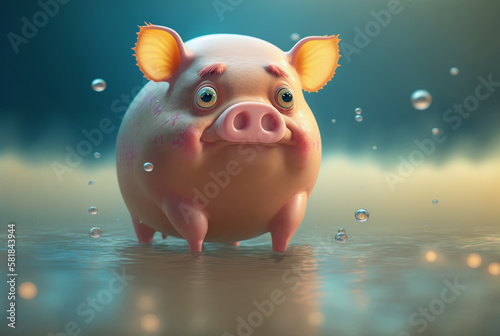 diving cute pig