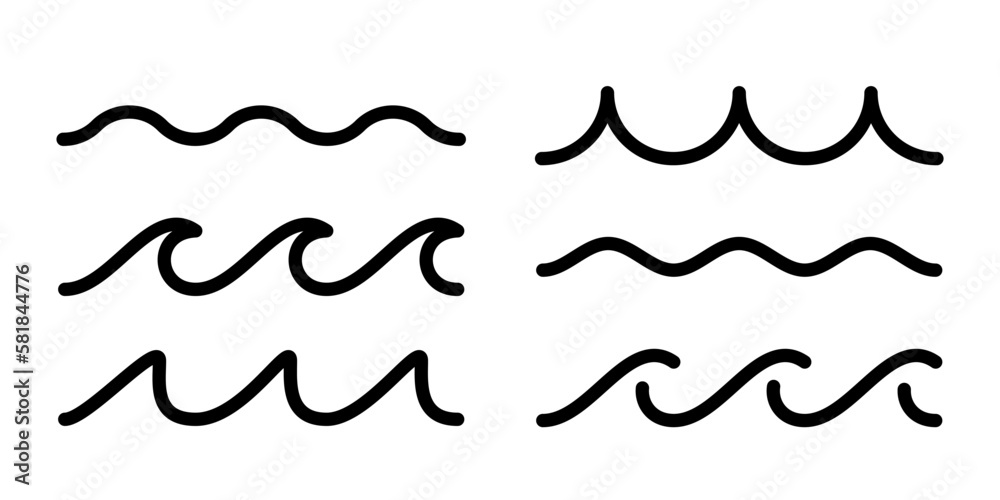 Wave pictogram sign icon line illustration Wave pictogram sign icon line illustration