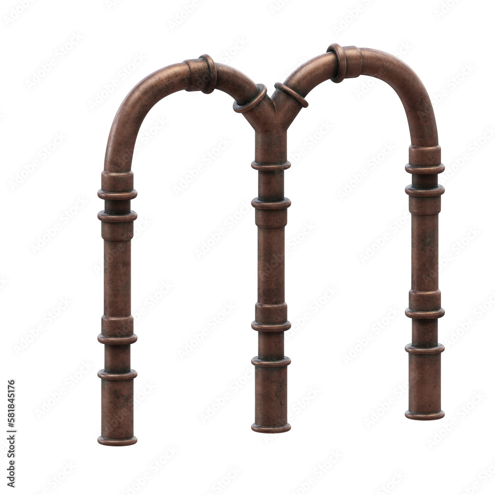 Copper Pipes 3D Alphabet or Lettering - View 2 Copper Pipes 3D Alphabet or Lettering - View 2