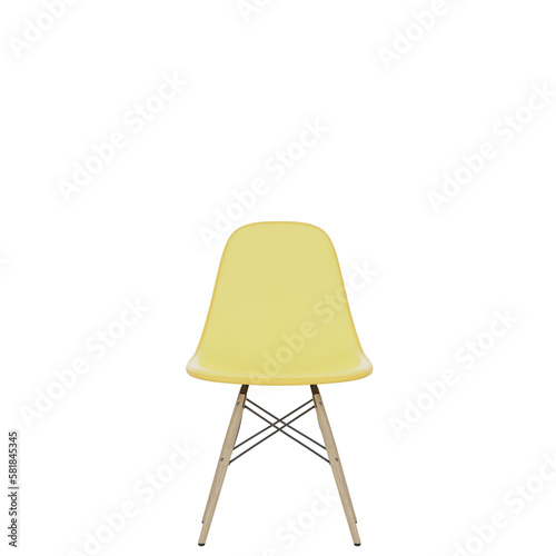 yellow plastic chair isolated on white, 3d render