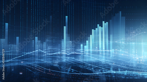 Data visualization, digital information, candle stick chart, economic analysis technology concept, tech background