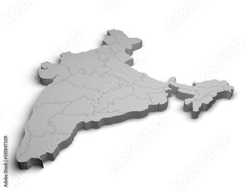 3d India map illustration white background isolate photo