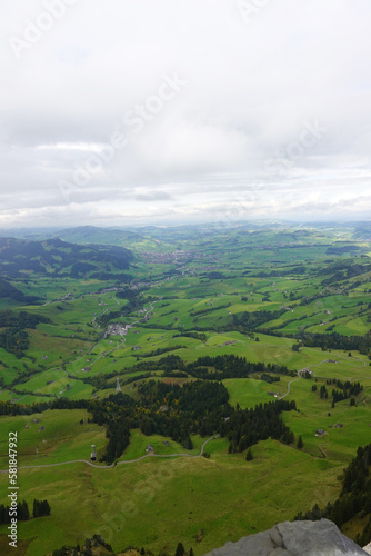 The view from Hoher Kasten mountain, the Swiss Alps 