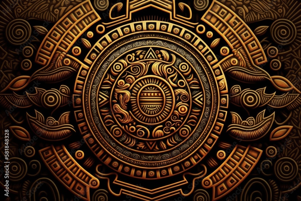 Background with Mayan patterns, adornments, background. Generative AI