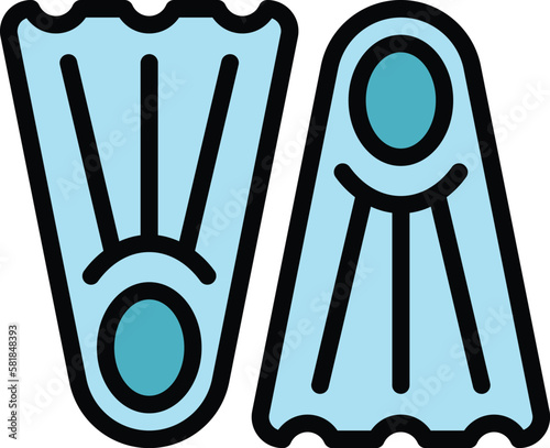 Swimming flippers icon. Outline Swimming flippers vector icon for web design isolated on white background color flat