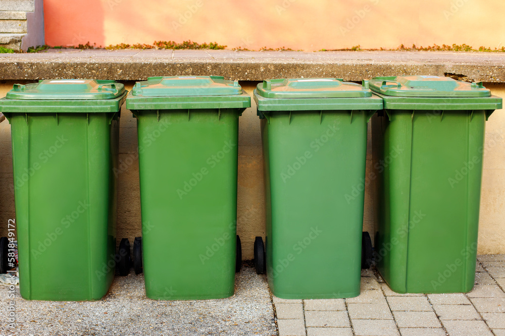 green garbage containers for mixed waste in the city green garbage containers for mixed waste in the city