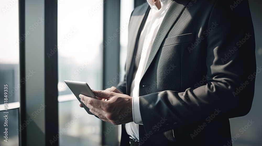 Business People using tablet with blank screen for tablet mockup in working office, Business Concept People using tablet, AI generated Business People using tablet with blank screen for tablet mockup in working office, Business Concept People using tablet, AI generated