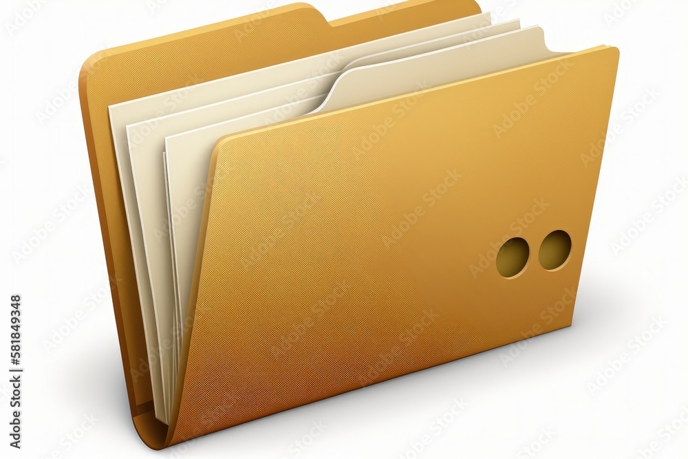 File folder illustration, data storage concept, white background. Generative AI File folder illustration, data storage concept, white background. Generative AI