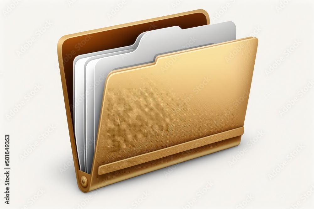 File folder illustration, data storage concept, white background. Generative AI File folder illustration, data storage concept, white background. Generative AI