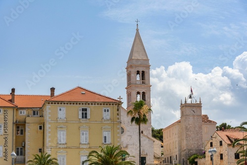 St. Lawrence's cathedral against the beautiful sky in Tagira, Croatia photo