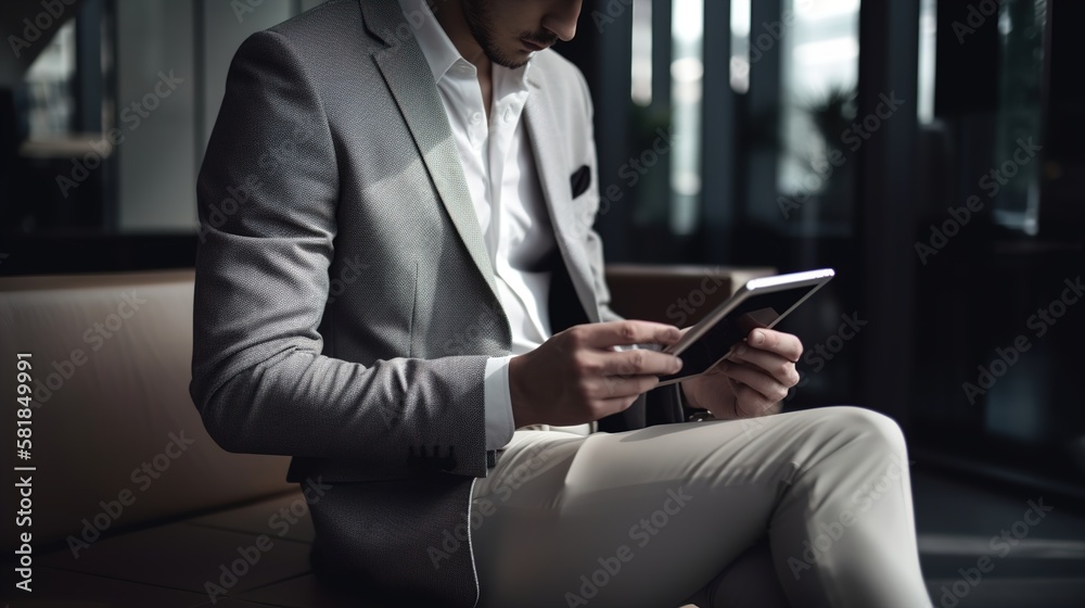 Business People using tablet with blank screen for tablet mockup in working office, Business Concept People using tablet, AI generated Business People using tablet with blank screen for tablet mockup in working office, Business Concept People using tablet, AI generated