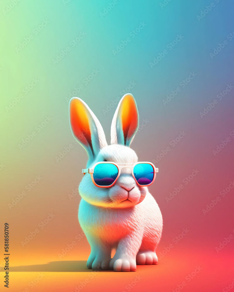 Vivid digital painting of a serious white bad frowning bunny rabbit ...