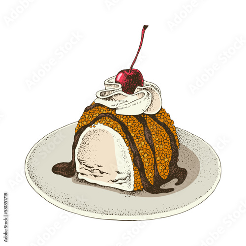 Traditional Mexican food dessert fried ice cream