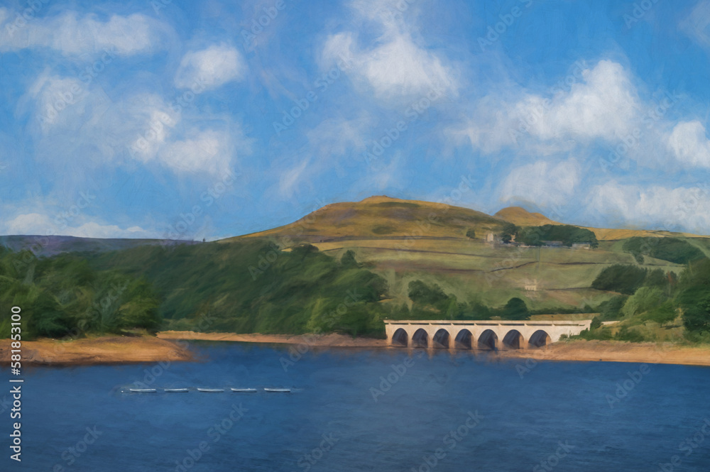 Digital painting of Ladybower Reservoir in the Upper Derwent Valley. Digital painting of Ladybower Reservoir in the Upper Derwent Valley.