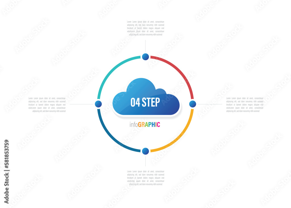 cloud computing infographics. Vector circle pie chart with 3, 4, 5, 6 ...