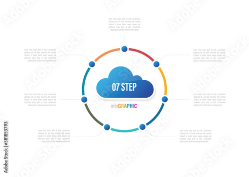 cloud computing infographics. Vector circle pie chart with 3  4  5  6  7  8  9  10 steps  options  processes  Vector diagrams.