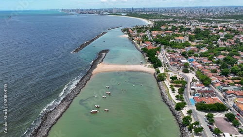 Beach Scenery At Olinda In Pernambuco Brazil. Cityscape Landscape. Urban District. Downtown Background. Metropole Buildings. Beach Scenery At Olinda Pernambuco Brazil. photo