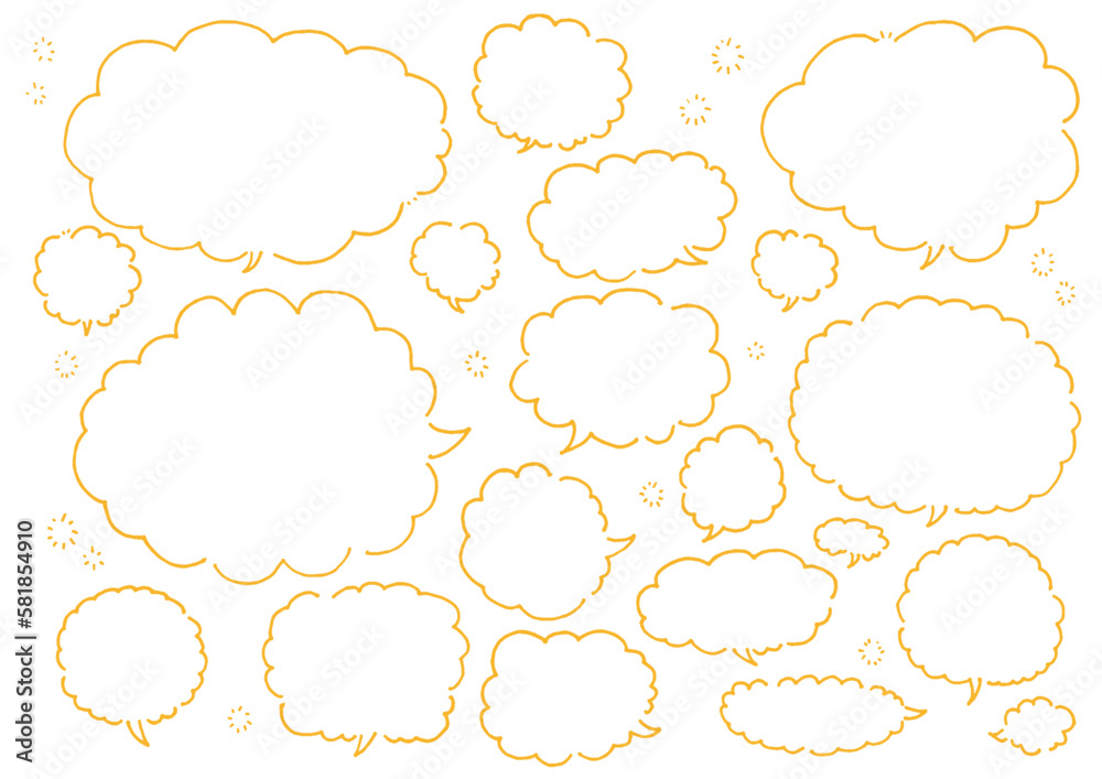 Obraz premium ペンで書いた雲型のふわふわした吹き出し