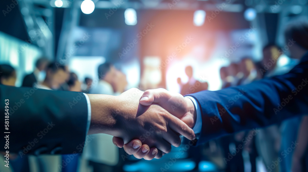 Close up.person shaking hands.business collaboration.friendship or partner support together.professional makeing deal.happy and successful.Generative ai technology Close up.person shaking hands.business collaboration.friendship or partner support together.professional makeing deal.happy and successful.Generative ai technology