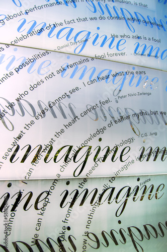 detail of sentences and inspiring quotes on glass
