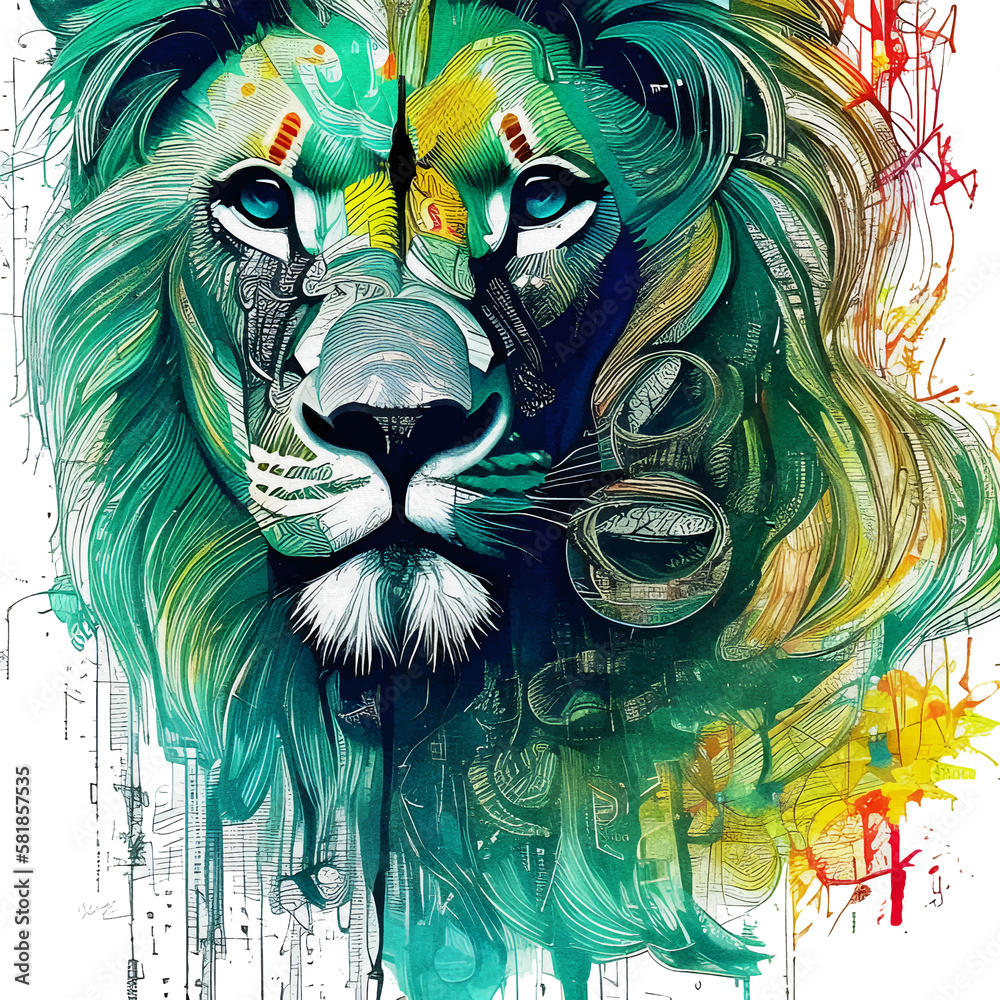 LION Leo lioness- illustration with transparent background, T-SHIRT SERIE - READY TO PRINT, abstract T-shirt designs, digital art, lion face, colorful, poster, printing template, PS & generative AI LION Leo lioness- illustration with transparent background, T-SHIRT SERIE - READY TO PRINT, abstract T-shirt designs, digital art, lion face, colorful, poster, printing template, PS & generative AI