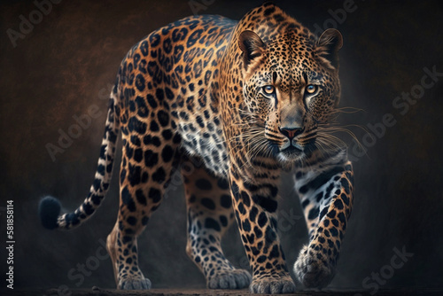 Canvas-taulu An agile leopard with dark spots Generative AI